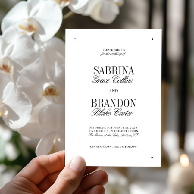 Invitation Retro Elegant Black & White Wedding  (Retro Elegant Black & White Wedding Invitation)