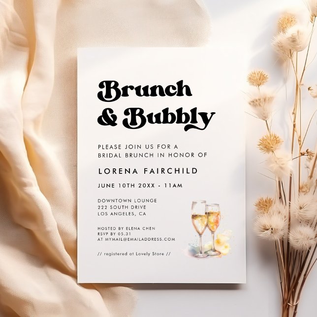 Invitation Retro élégant Brunch et Bubbly (Créateur téléchargé)