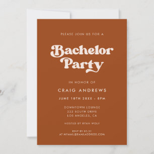 Invitation Retro élégant Burnt Orange Bachelor Party