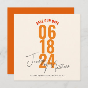 Invitation Retro Élégant Moderne Floral Orange Enregistrer La