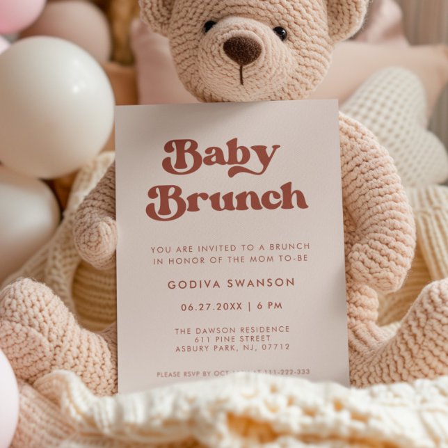 Invitation Retro élégant Peach Pink Baby Brunch (Créateur téléchargé)