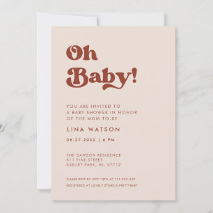 Invitation Retro élégant Peach Pink Oh Baby