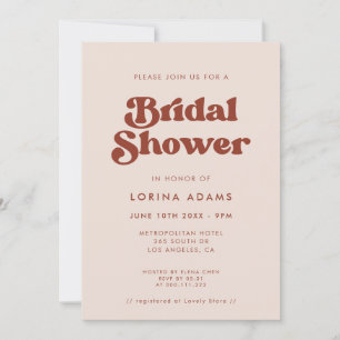 Invitation Retro élégant Peach Pink Photo douche de mariée