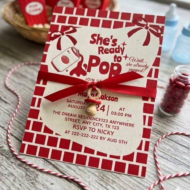 Invitation Rétro Elle est prête à éclater Fête de bébé Soda  (Créateur téléchargé)