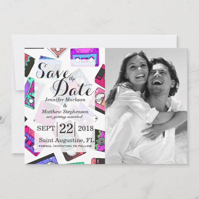 Invitation Rétro enregistreurs à cassettes modelés des années (Devant)