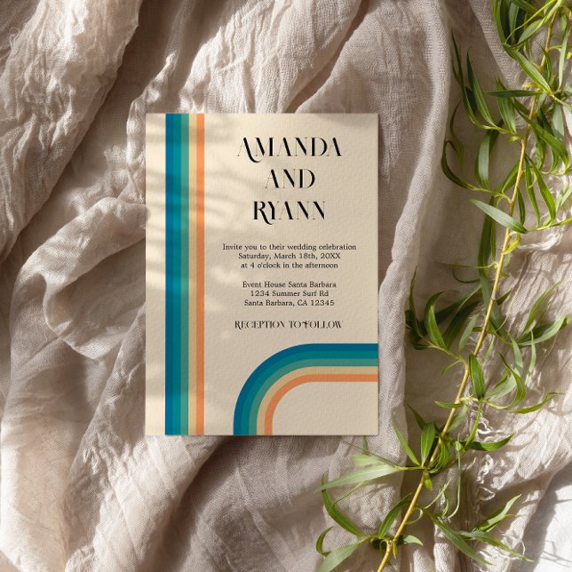 Invitation Retro Été Vintage Mariage photo unique (Créateur téléchargé)