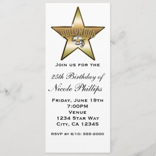 Invitation Rétro Étoile de Hollywood Blanc & Or