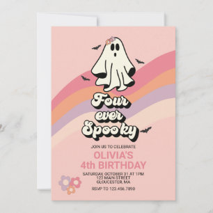 Invitation Retro Fantôme Halloween Quatre Toujours Anniversai