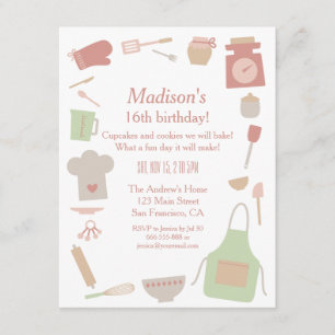 Invitation Rétro fête d'anniversaire vintage de cuisson de