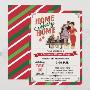 Invitation Rétro fête de Noël ménage maison douce