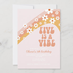 Invitation Retro Five est une Vibe Super marguerite 5e annive