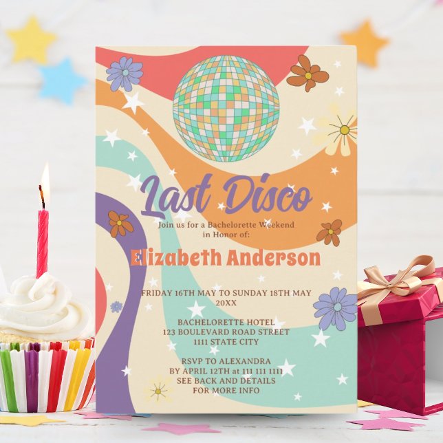 Invitation Retro Floral Disco Bachelorette Week-end (Créateur téléchargé)