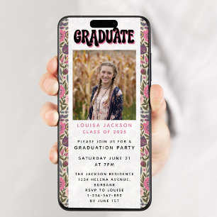 Invitation Retro Floral Graduation Party Digital Evite