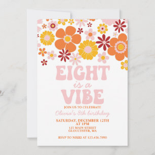 Invitation Retro Flower EIGHT est une ambiance de 8e annivers