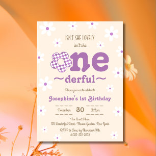 Invitation Retro Flower n'est-elle pas Onedefrul 1er annivers