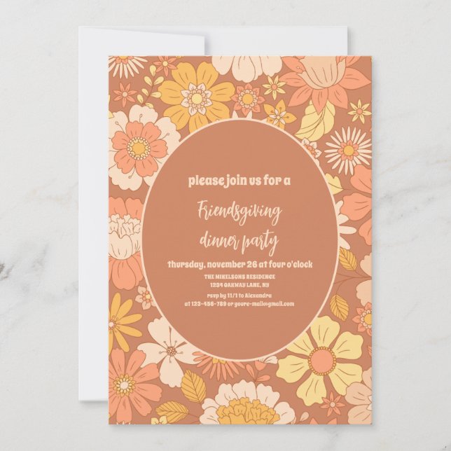 Invitation Retro Friendsgiving Thanksgiving Dîner (Devant)