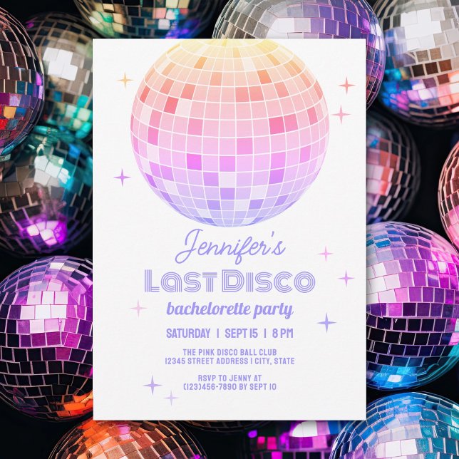Invitation Retro Funky les années 70 Pink Disco Ball Party (Créateur téléchargé)