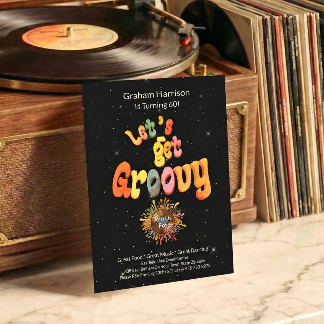 Invitation rétro funky pour 60e anniversaire (Créateur téléchargé)