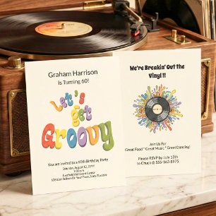Invitation rétro funky pour 60e anniversaire