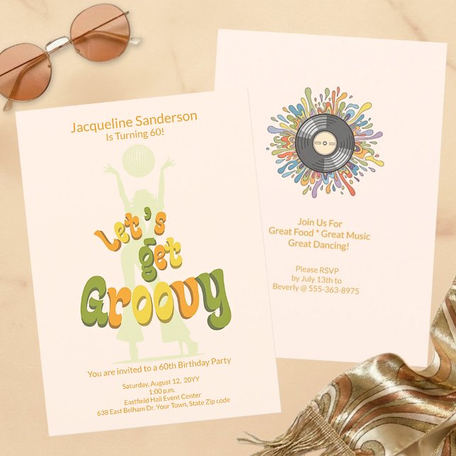 Invitation rétro funky pour 60e anniversaire (Créateur téléchargé)