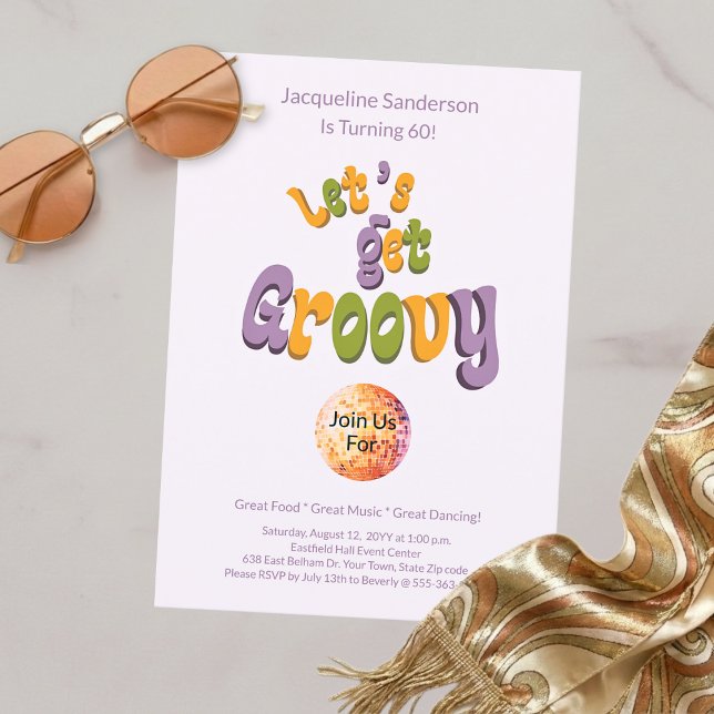 Invitation rétro funky pour 60e anniversaire (Créateur téléchargé)