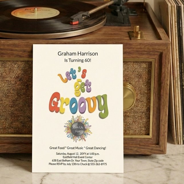 Invitation rétro funky pour 60e anniversaire (Créateur téléchargé)