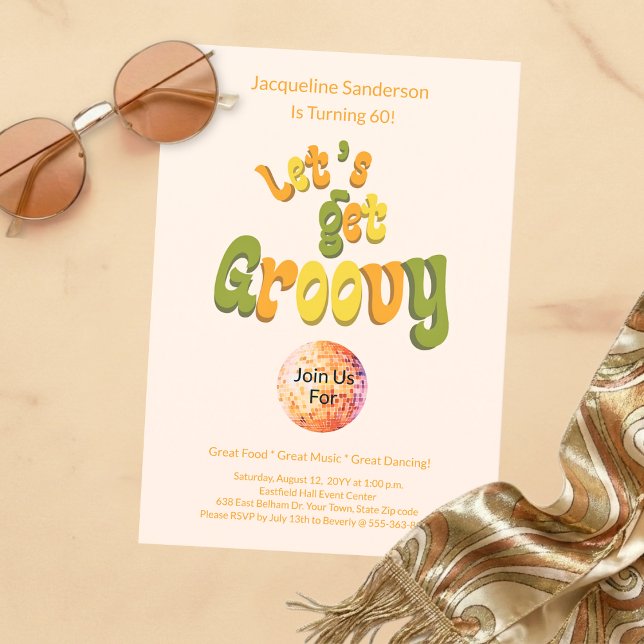 Invitation rétro funky pour les 60 ans (Créateur téléchargé)