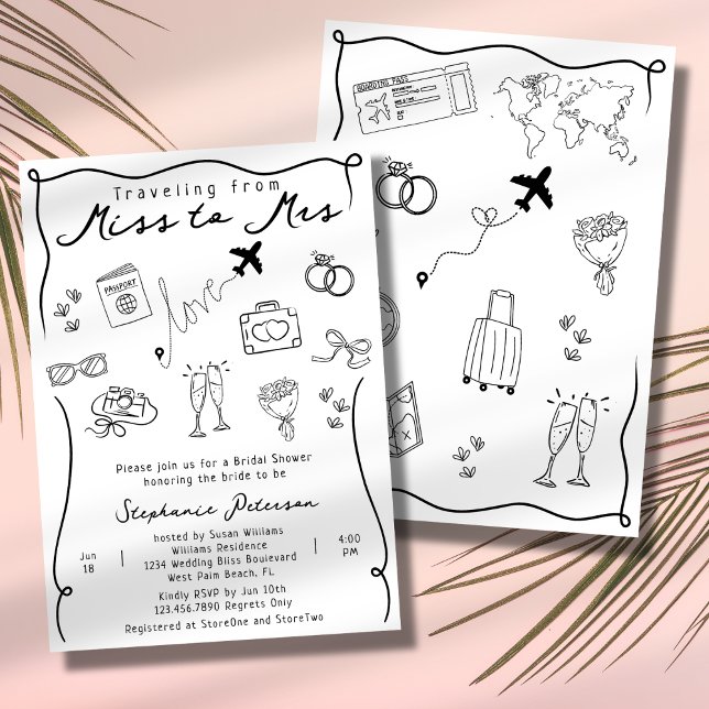 Invitation Retro Funky Whimsical Miss à Mme Fête des mariées (Créateur téléchargé)