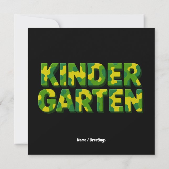 Invitation Retro Gardergarten Boys Enseignant Camouflage Amus (Devant)