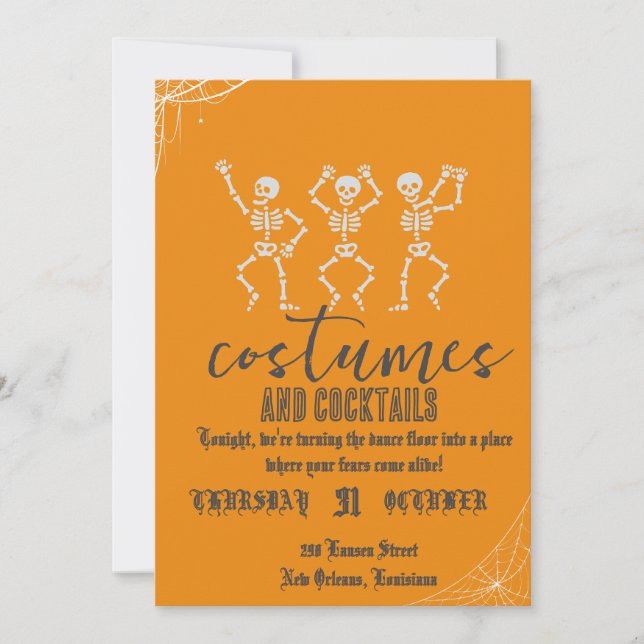 Invitation Retro Gothic Skull Dance Halloween Party (Devant)