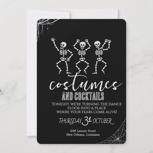 Invitation Retro Gothic Skull Dance Halloween Party (Devant)