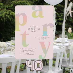 Invitation Retro Gradient Femme fête d'anniversaire