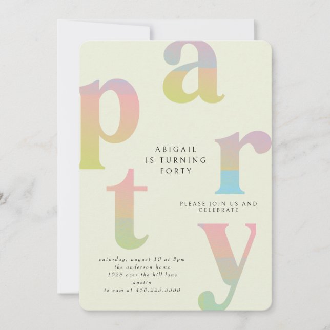 Invitation Retro Gradient Femme fête d'anniversaire II (Devant)