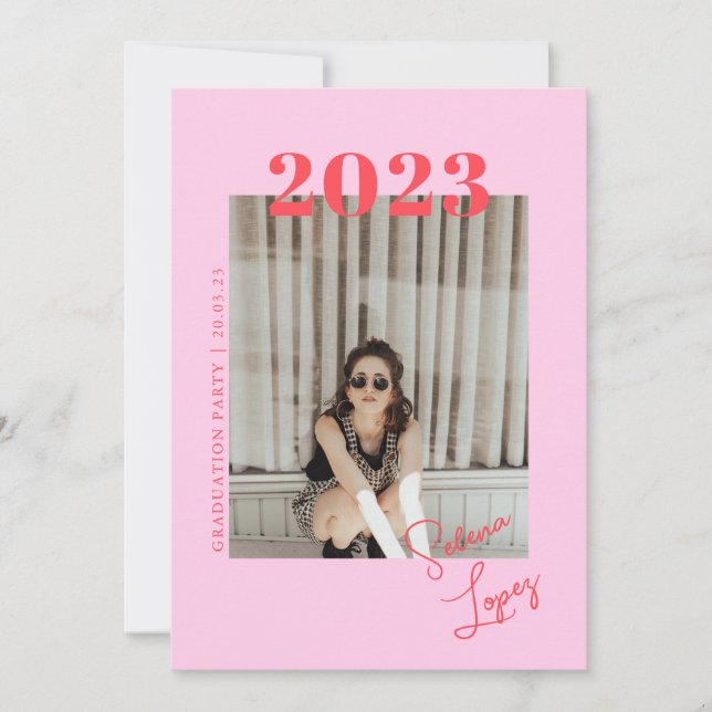 Invitation Retro Graduation 2 faces Photo Portrait Party (Devant)