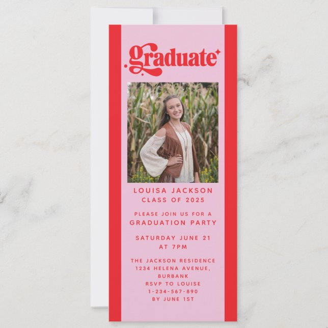 Invitation Retro Graduation Party Digital Evite (Devant)