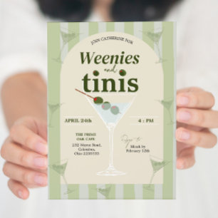 Invitation Retro Green Weenies et Tinis Bachelorette