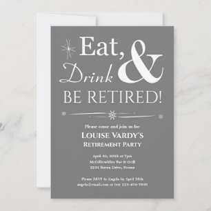 Invitation Retro Grey Mange Boire Et Retraite