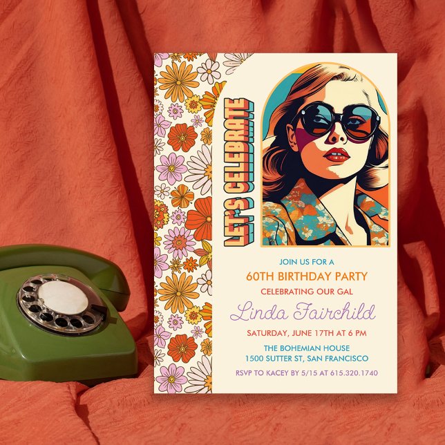 Invitation Rétro Groovy Hippie des années 60 70 (Créateur téléchargé)