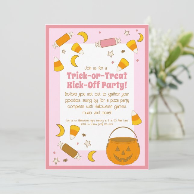 Invitation Retro Halloween Costume Party ou tronc ou traiter  (Debout devant)