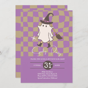 Invitation Retro Halloween Ghost fête d'anniversaire Éffrayan