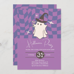 Invitation Retro Halloween Ghost Vin Adulte Anniversaire