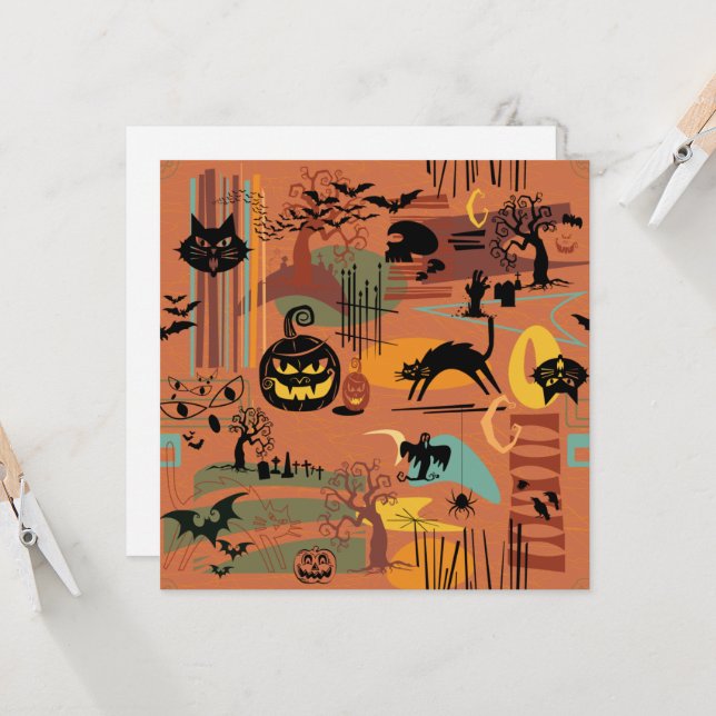 Invitation Rétro Halloween O'Rama (Devant/Arrière en situation)