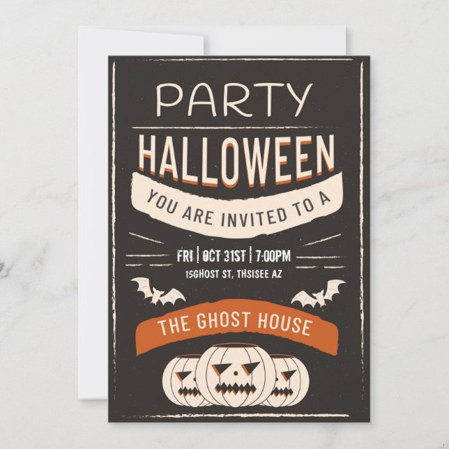 Invitation Retro Halloween Party (Devant)