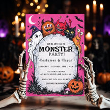 Invitation Rétro Halloween pour une Soirée Monstru