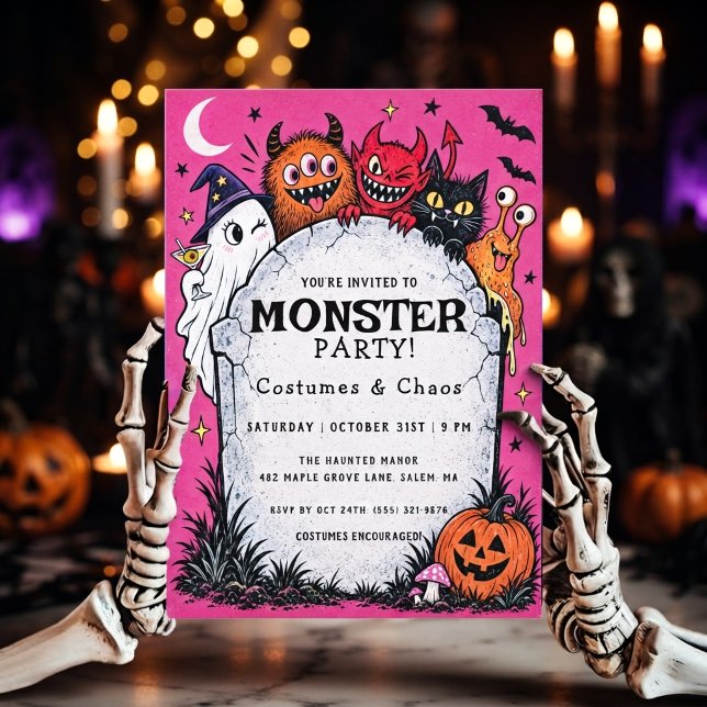 Invitation Rétro Halloween pour une Soirée Monstru (Créateur téléchargé)