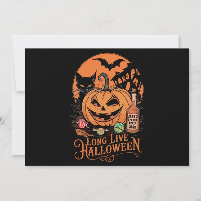 Invitation Retro Halloween vive la saison effrayante d'automn (Devant)