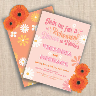 Invitation Retro Hippie 70's 60's Dîner Reheasral Super