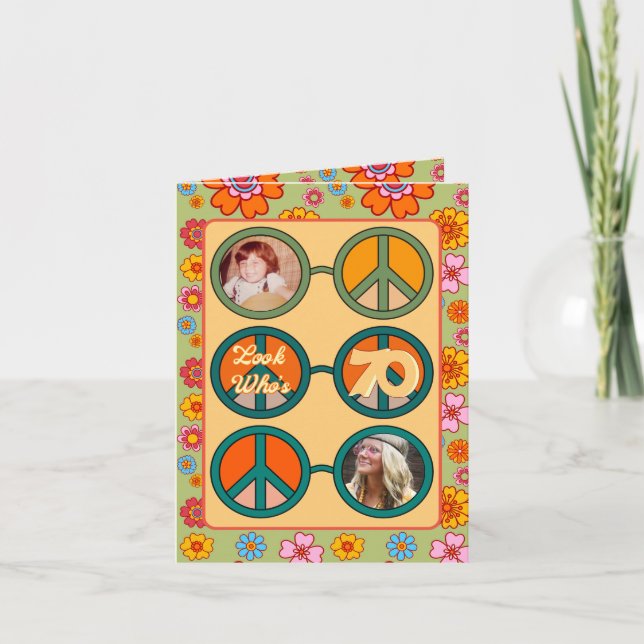 Invitation Retro Hippie Baby Boomer Photo Anniversaire Invita (Devant)