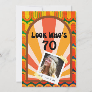 Invitation Retro Hippie Psychedelic 60's Photo 70e anniversai