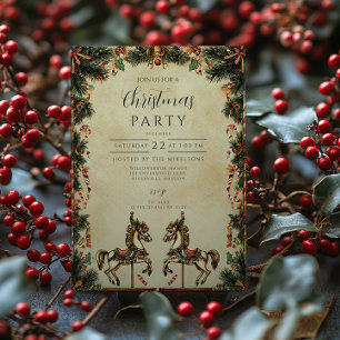 Invitation Retro Holiday Cheval Rocse Noël